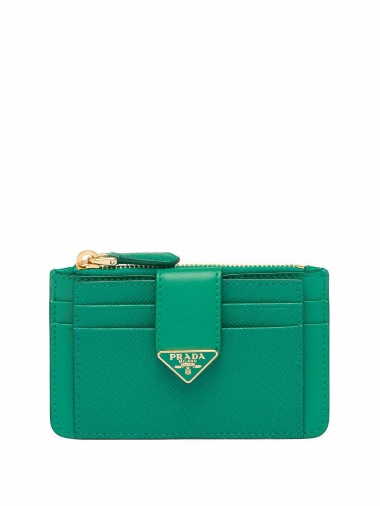 Prada logo-plaque zip-fastening purse - Green Cover