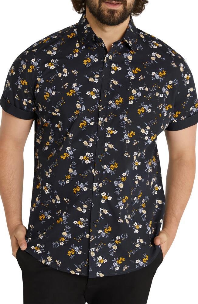 Johnny Bigg Leon Floral Short Sleeve Button-Up Shirt in Black Cover