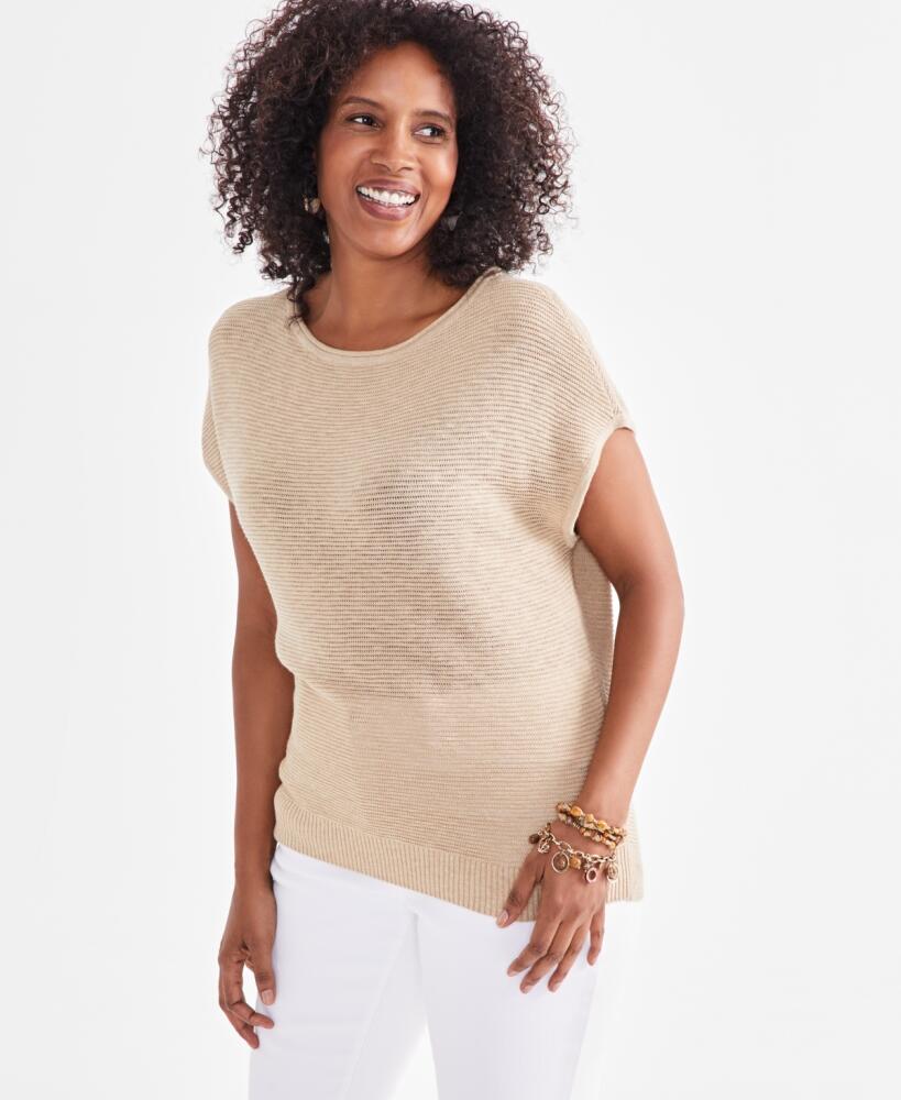 Style & Co Women's Textured Dolman-Sleeve Sweater, Created for Macy's - Khaki Cover