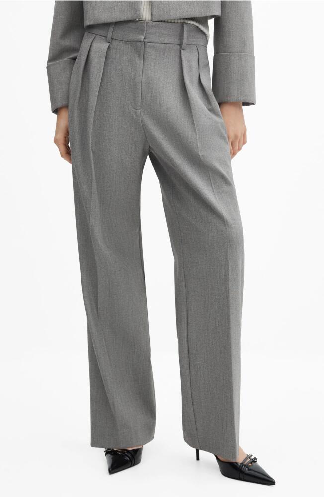 MANGO Colorado Pleat Front Wide Leg Pants in Grey Cover