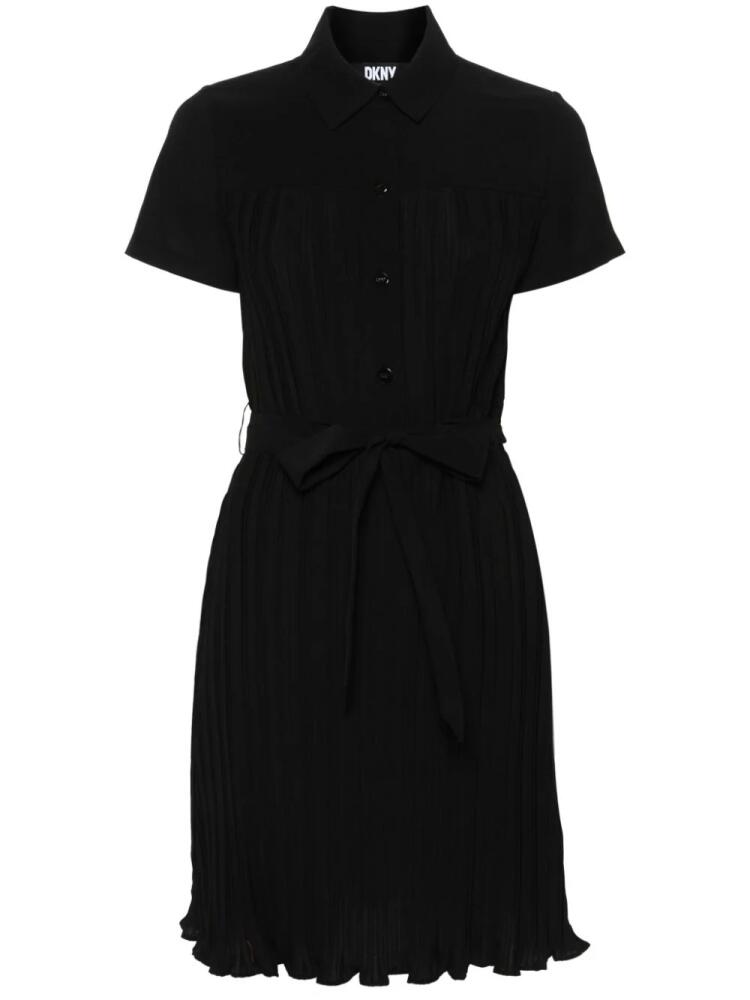 DKNY belted plissé mini dress - Black Cover