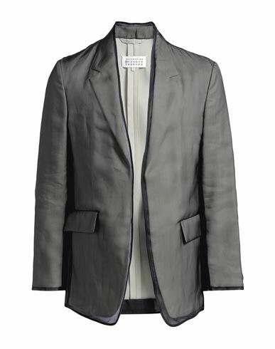 Maison Margiela Man Blazer Black Virgin Wool, Silk Cover