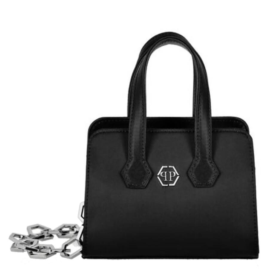 Philipp Plein Iconic Plein Satin Handle Bag In Black Cover