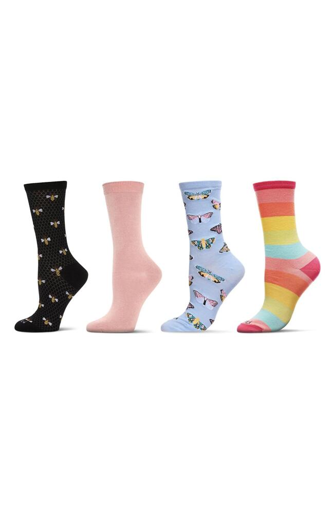 MeMoi Novelty Assorted 4-Pack Crew Socks in Black-Red Cover