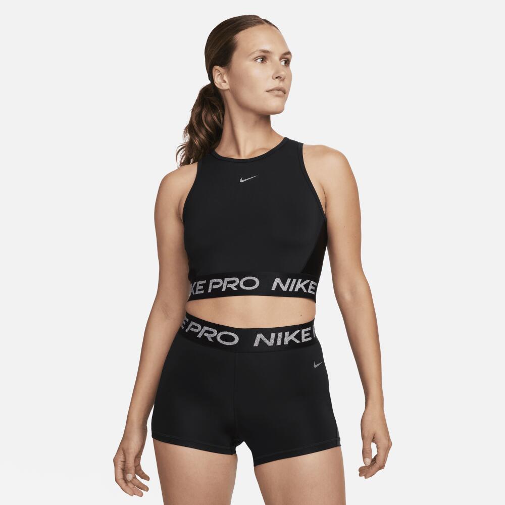 Women's Nike Pro Dri-FIT Cropped Tank Top in Black Cover