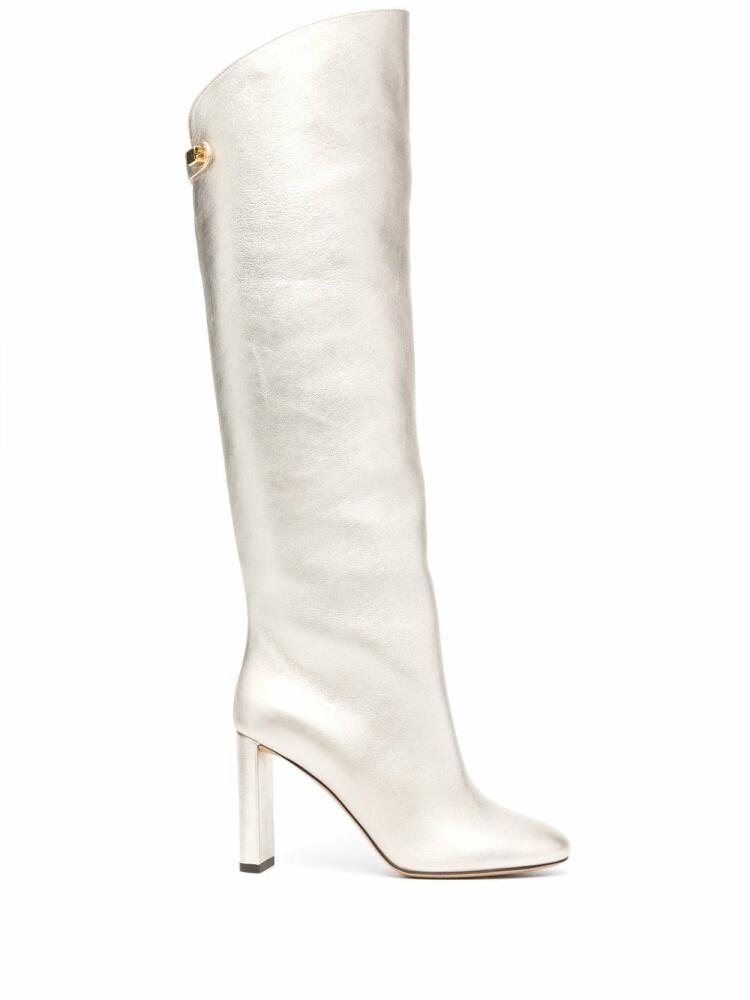 Maison Skorpios Adrianna 90mm knee-high leather boots - Gold Cover