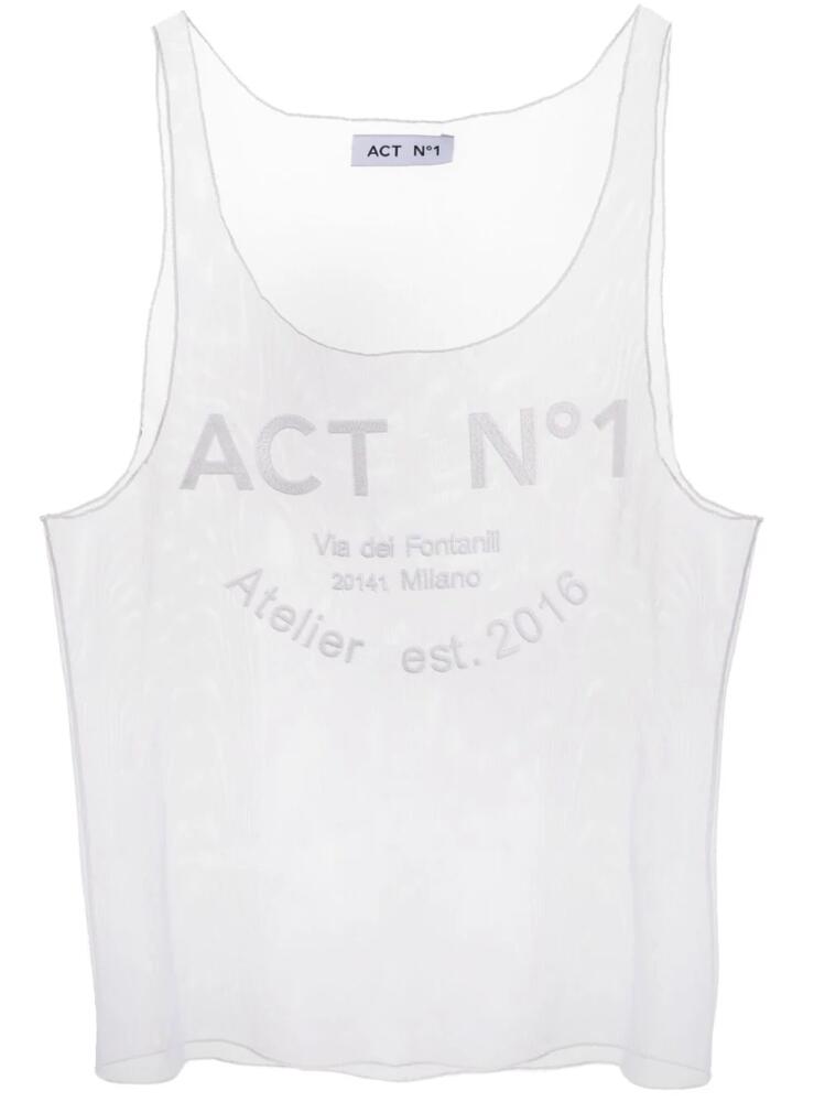 ACT Nº1 logo-print sheer tank top - White Cover