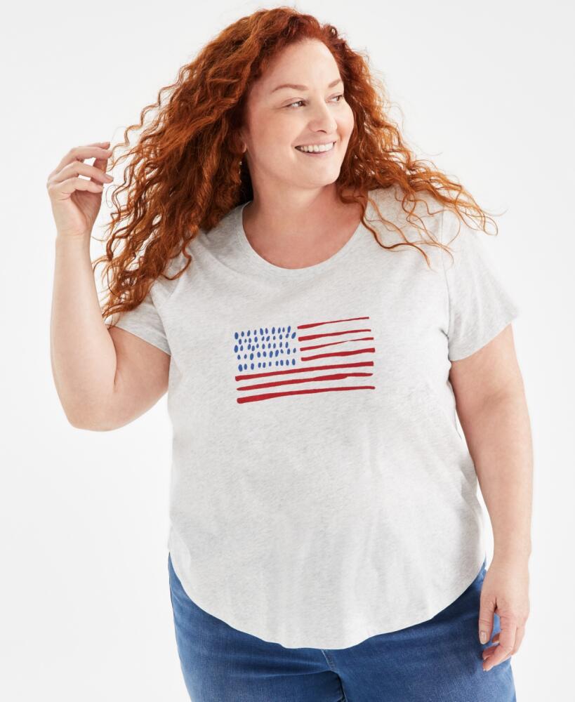 Style & Co Plus Size Graphic T-Shirt, Created for Macy's - Flag Gumball Red Cover