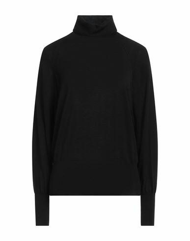 Wild Cashmere Woman Turtleneck Black Silk, Cashmere Cover