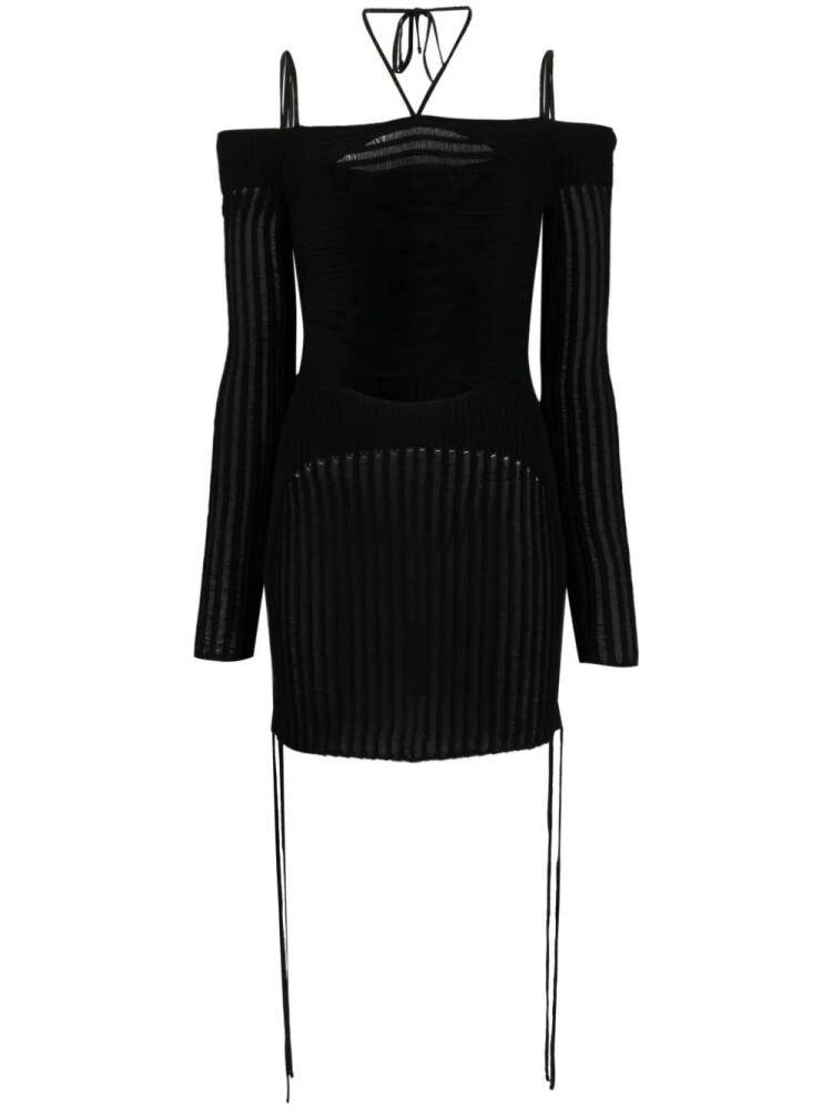 ANDREĀDAMO ribbed-knit mini dress - Black Cover