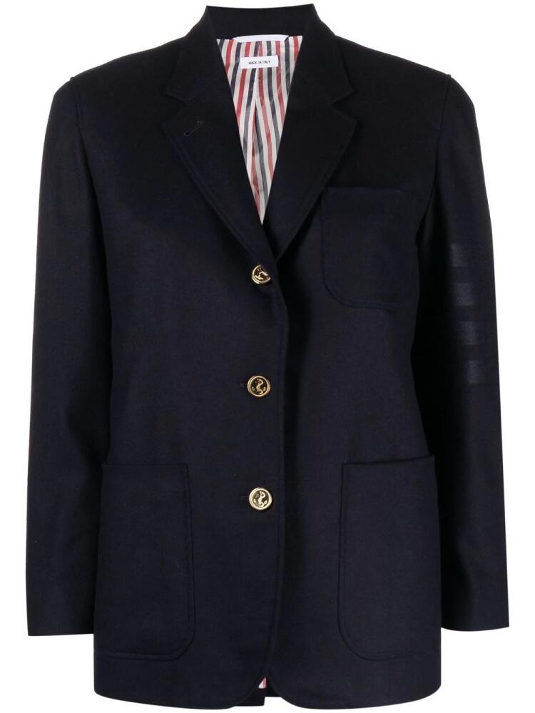 Thom Browne single-breasted stripe-sleeve blazer - Blue Cover