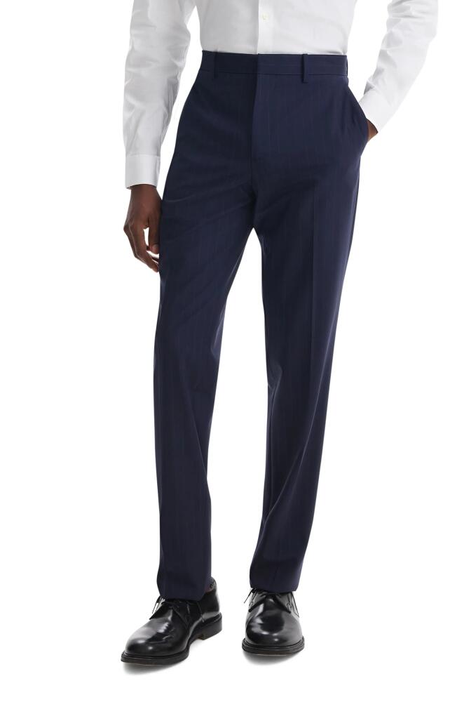 Theory Mayer Pinstripe Slim Fit Stretch Wool Dress Pants in Navy - G0F Cover