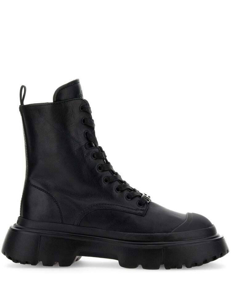 Hogan Anfibio leather lace-up boots - Black Cover