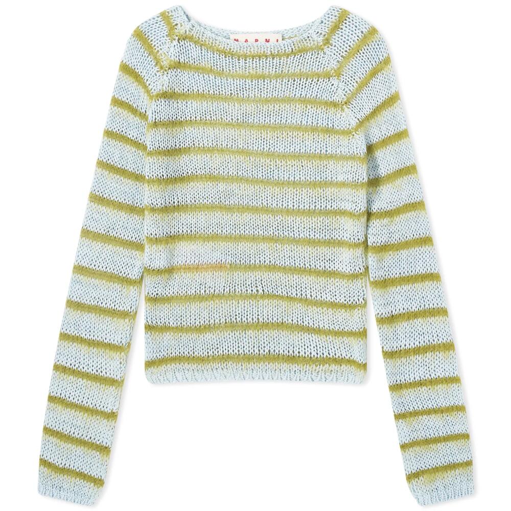 Marni Women's Long Sleeve Boat Neck Striped Sweater in Iris Blue Cover