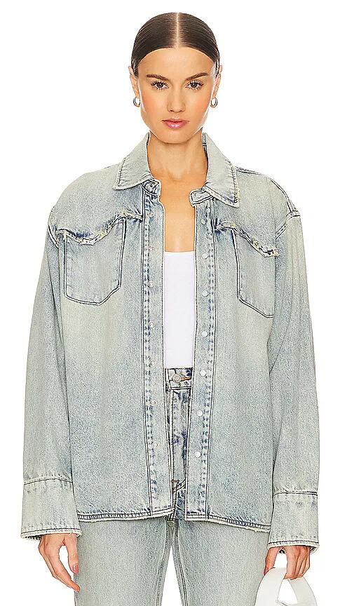 GRLFRND Emerson Western Shirt Jacket in Blue Cover