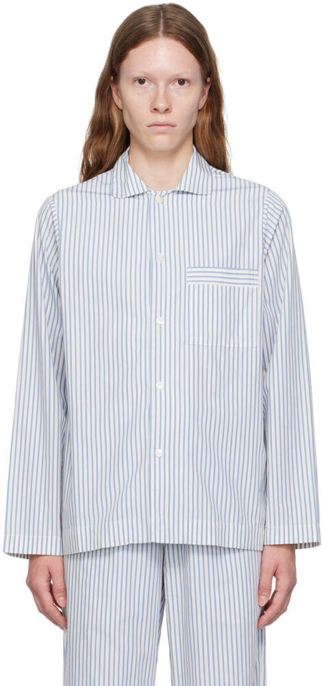 Tekla White & Blue Striped Pyjama Shirt Cover