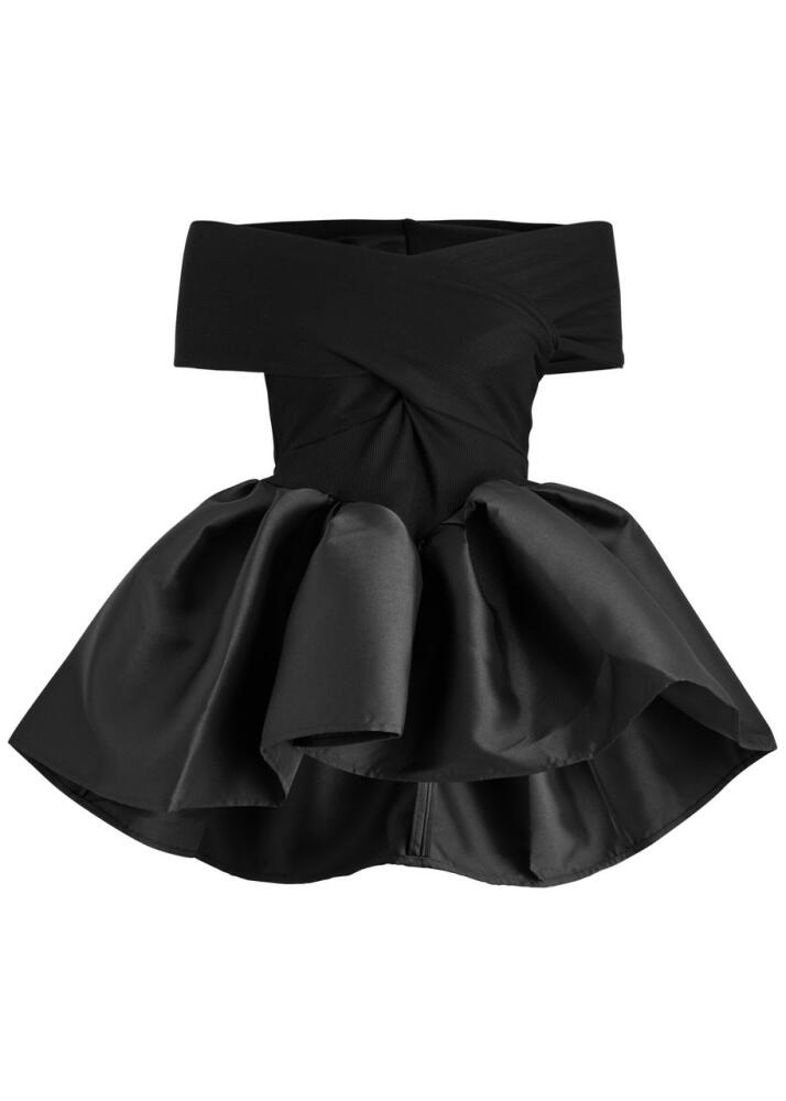 Marques' Almeida Off-the-shoulder Stretch-cotton and Taffeta top - Black Cover