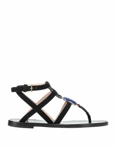 Alberta Ferretti Woman Thong sandal Black Soft Leather Cover