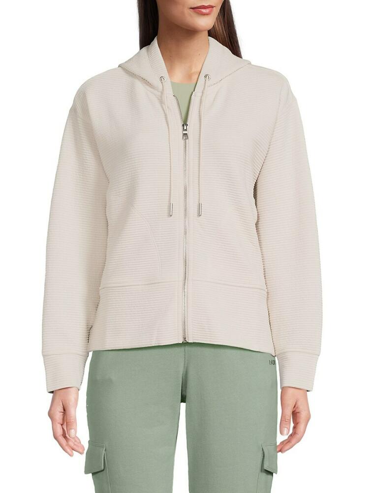 DKNY Sport Women's Ribbed Hooded Jacket - Sand Cover