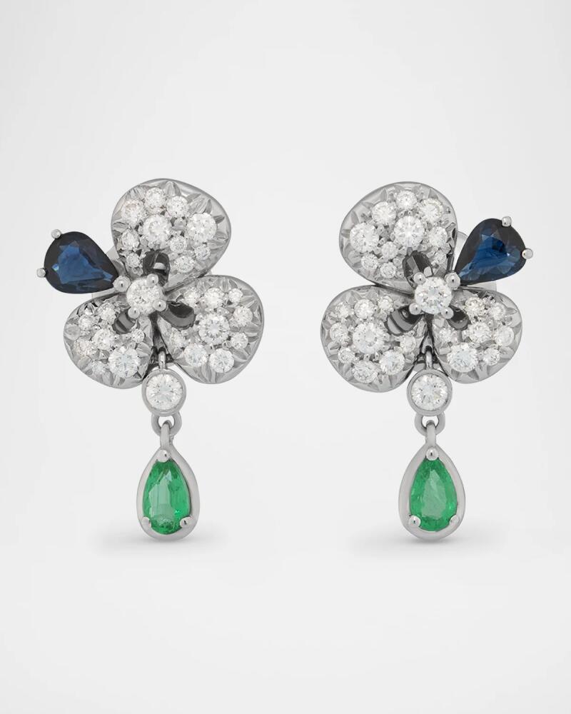 Miseno 18K White Gold Earrings with Emeralds, Blue Sapphires and Diamonds Cover