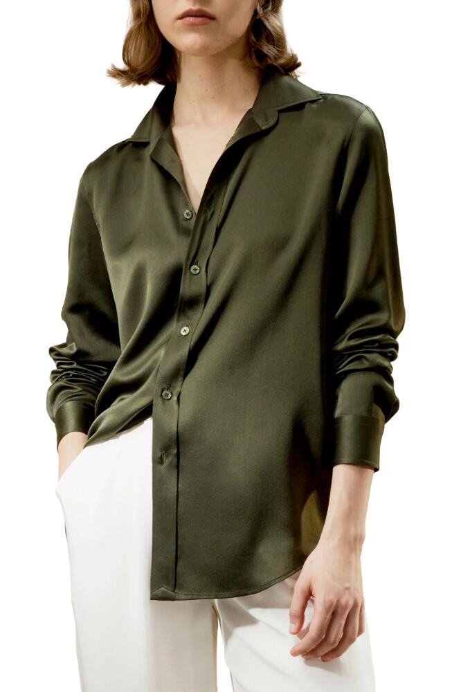 Lilysilk Tailored Button Down Silk Shirt in Dark Olive Cover