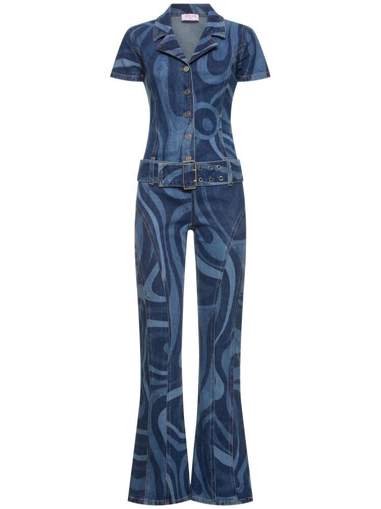 PUCCI Printed Denim Long Jumpsuit Cover