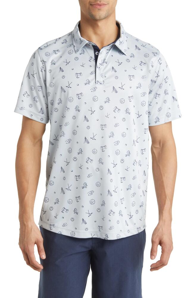 Swannies Chubbs Doodle Print Golf Polo in Fog-Navy Cover