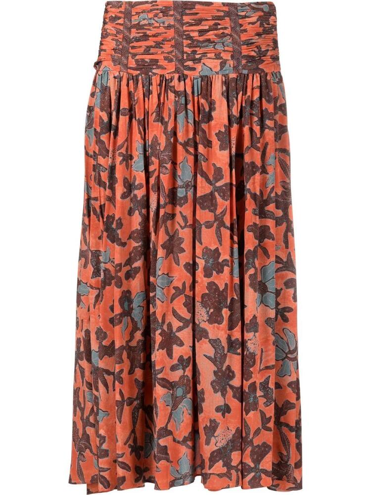 Ulla Johnson Amaia floral-print midi skirt - Orange Cover