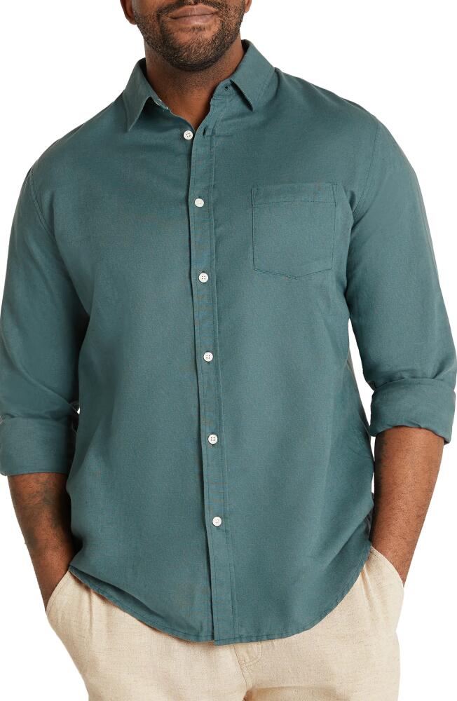 Johnny Bigg Anders Linen & Cotton Button-Up Shirt in Teal Cover