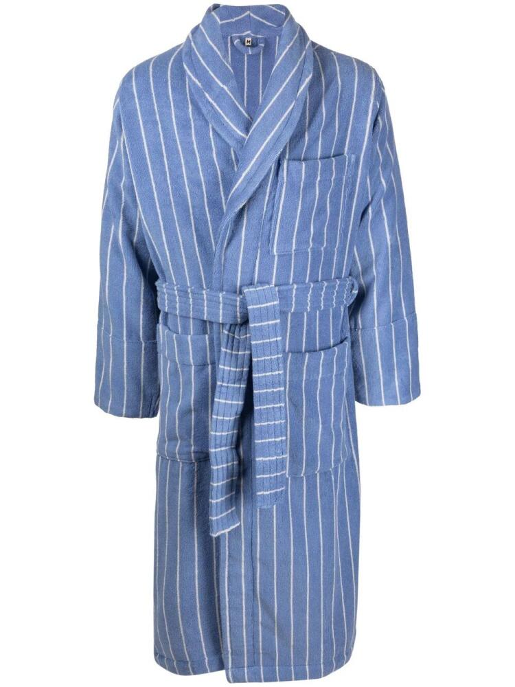 TEKLA stripe-print organic-cotton robe - Blue Cover