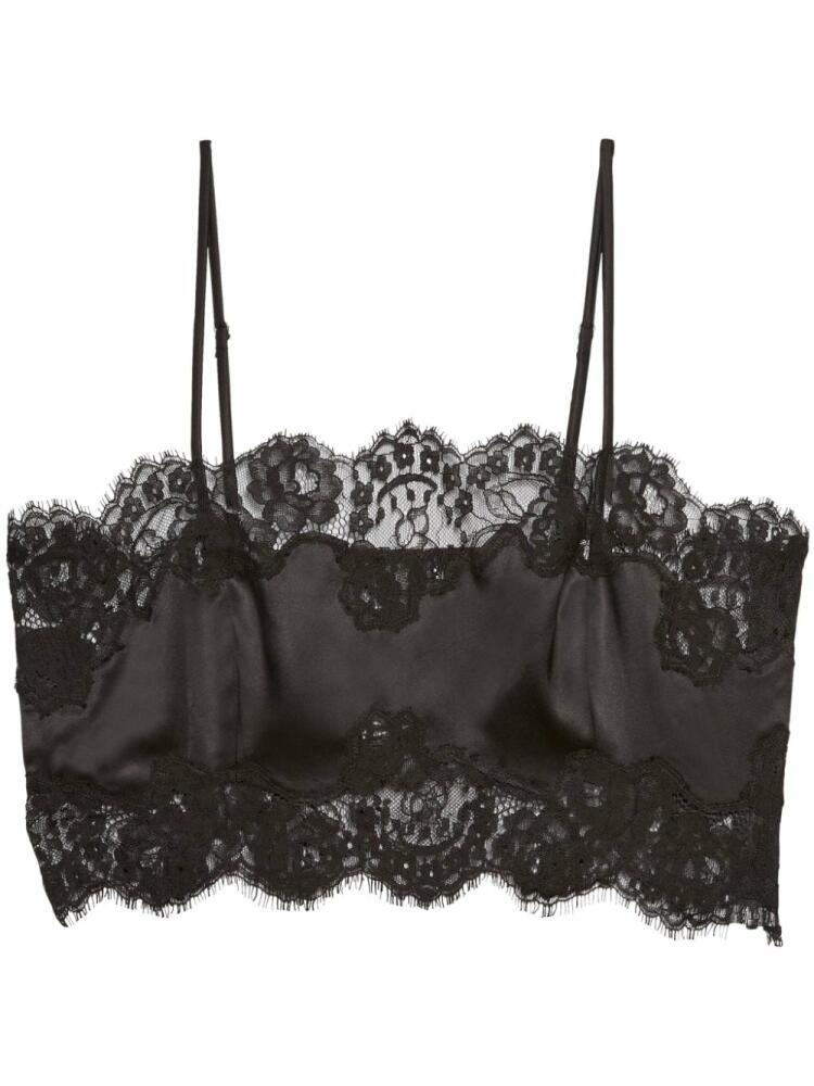 Fleur Du Mal lace-trim silk bandeau top - Black Cover