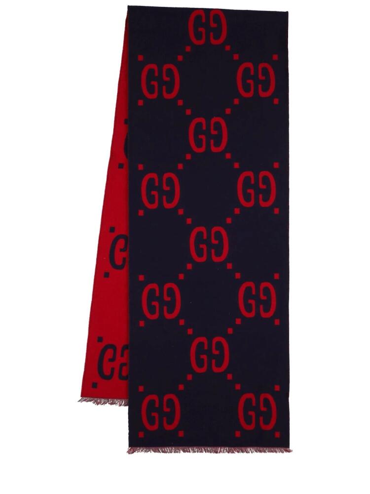 GUCCI Gg Jacquard Wool & Silk Scarf Cover