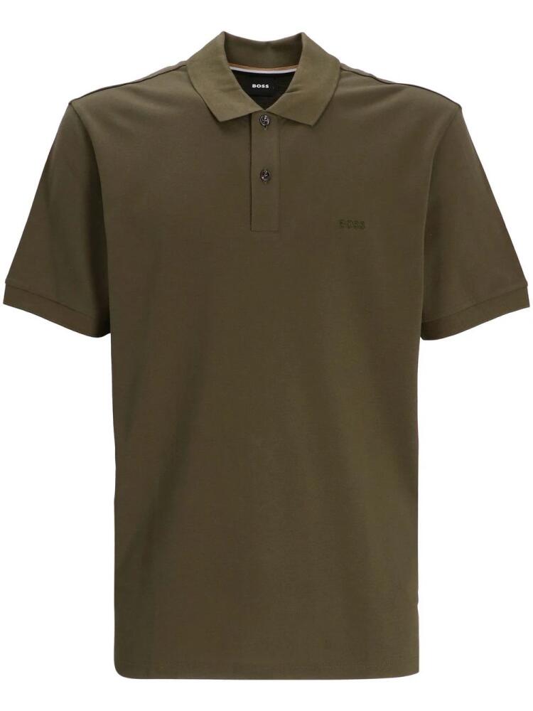 BOSS logo-embroidered cotton polo shirt - Green Cover