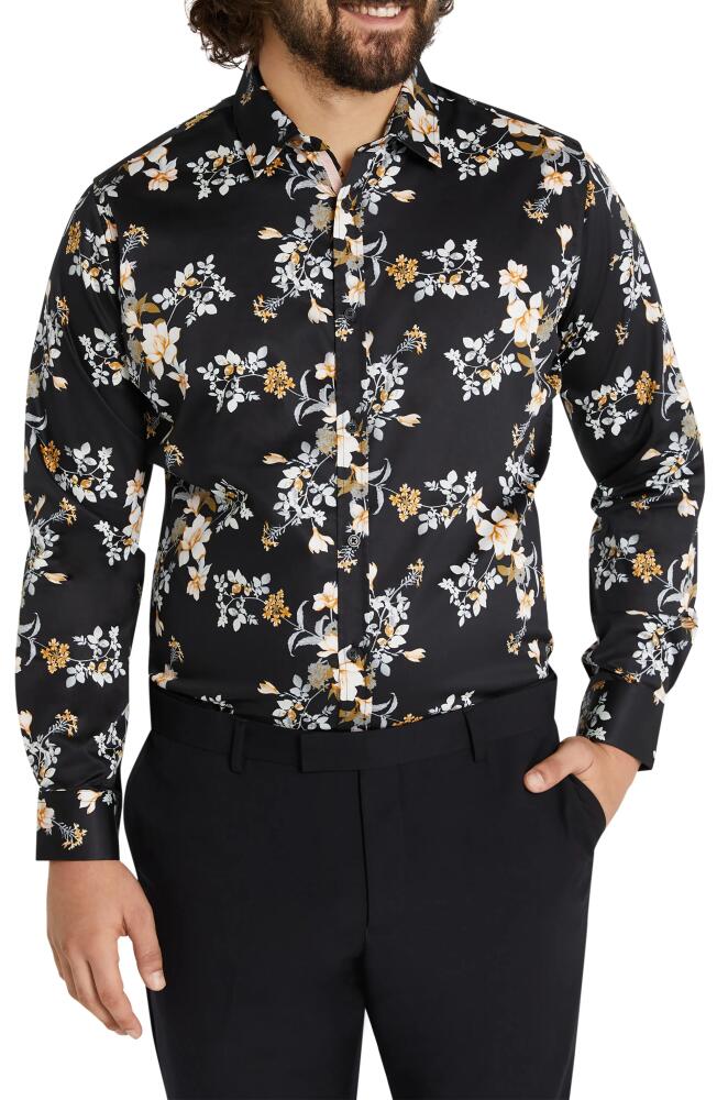 Johnny Bigg Miles Floral Button-Up Shirt in Black Cover