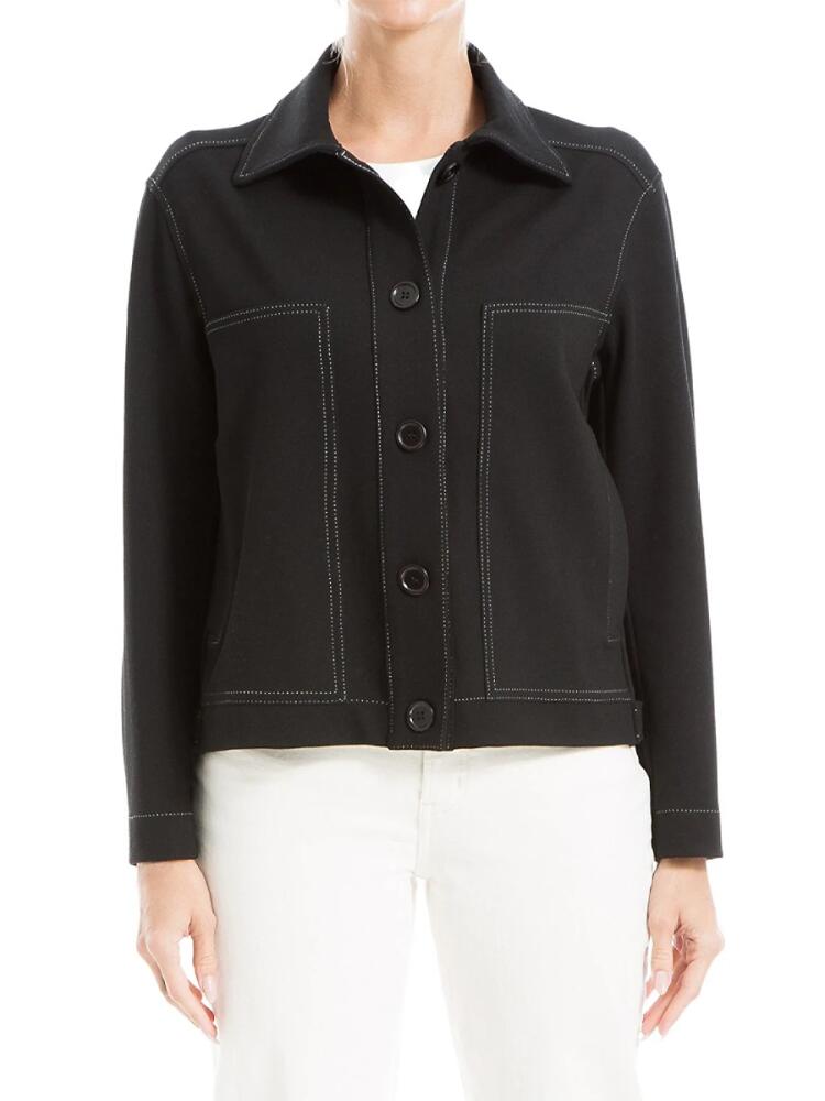 Max Studio Women's Solid Twill Knit Jacket - Black Cover