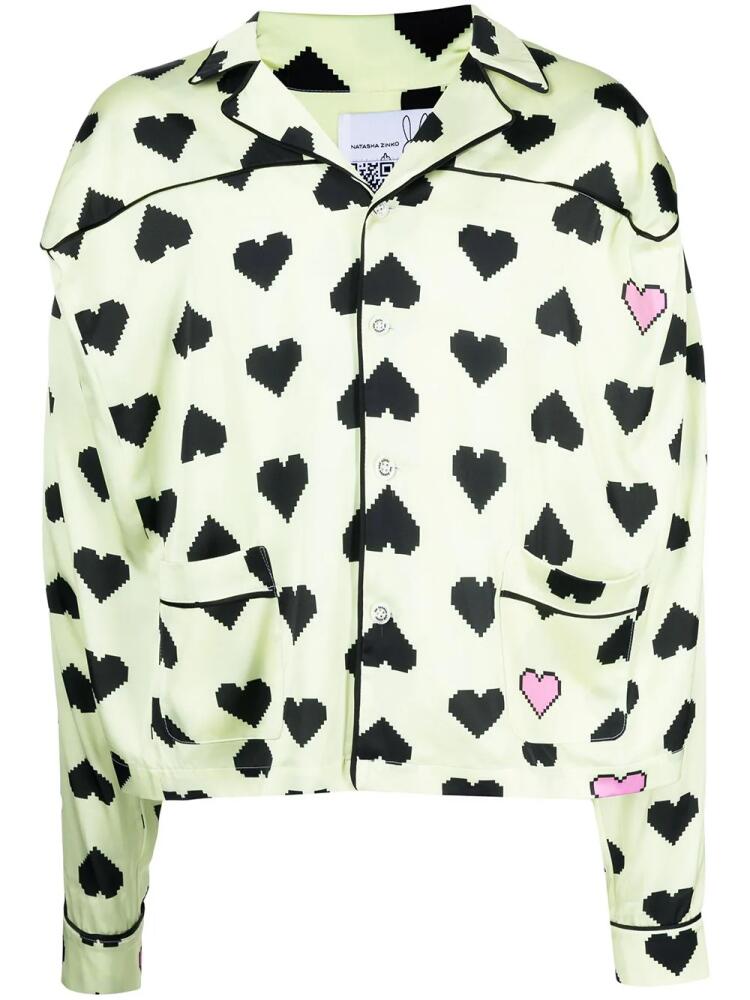 Natasha Zinko pixel-heart print shirt - Green Cover