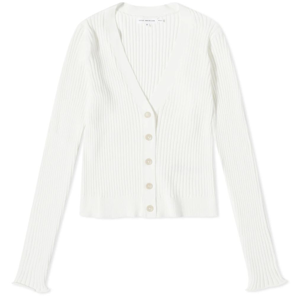 Good American Women's Cozy Rib Knit Cardigan in Ivory Cover