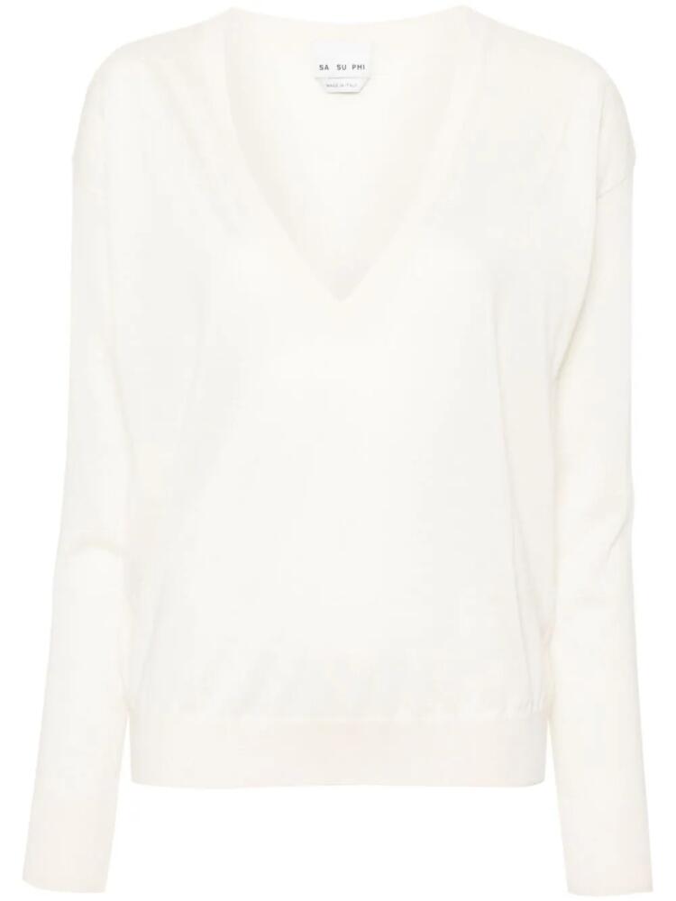 SA SU PHI V-neck cashmere jumper - Neutrals Cover