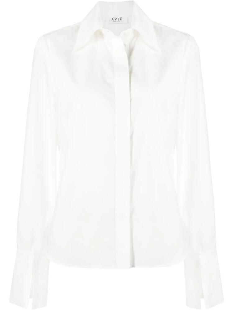 Aviù spread-collar long-sleeve shirt - White Cover