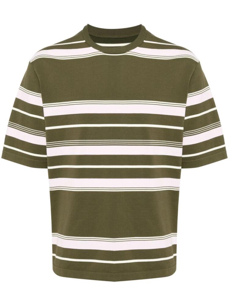 CROQUIS stripe-pattern cotton-blend T-shirt - Green Cover