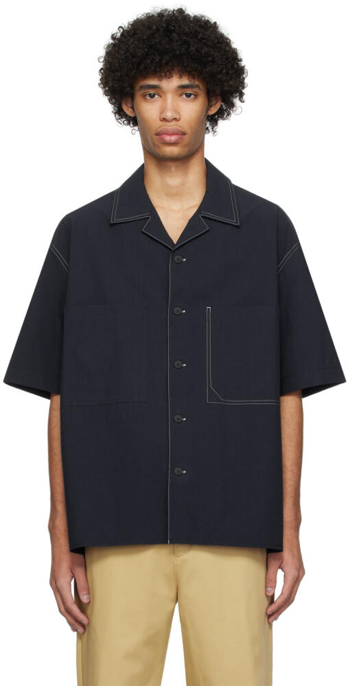 Solid Homme Navy Patch Pocket Shirt Cover