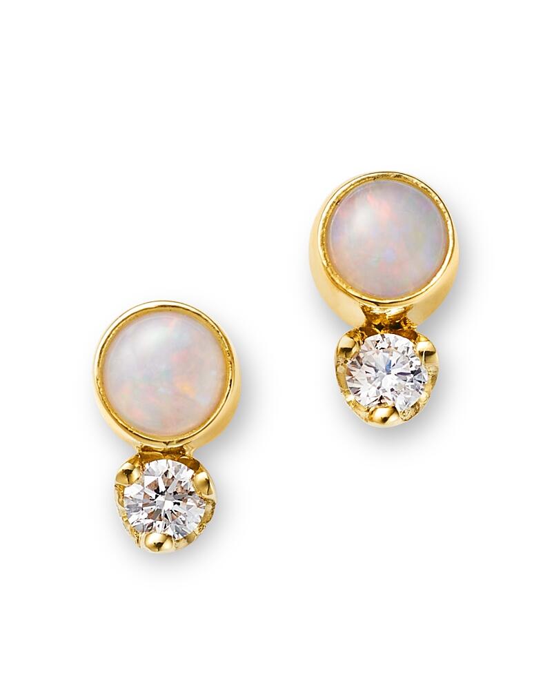 Zoe Chicco 14K Yellow Gold Opal Gemstones Opal & Diamond Stud Earrings Cover