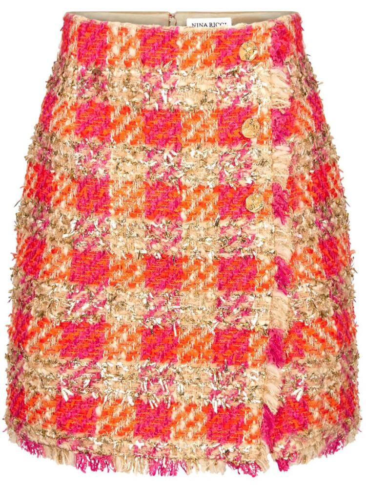 Nina Ricci high-waisted checked tweed miniskirt - Orange Cover