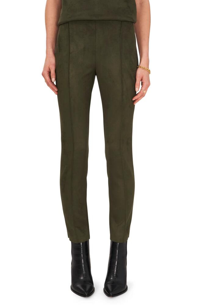 Vince Camuto Pintuck Faux Suede Leggings in Pine Forest Cover