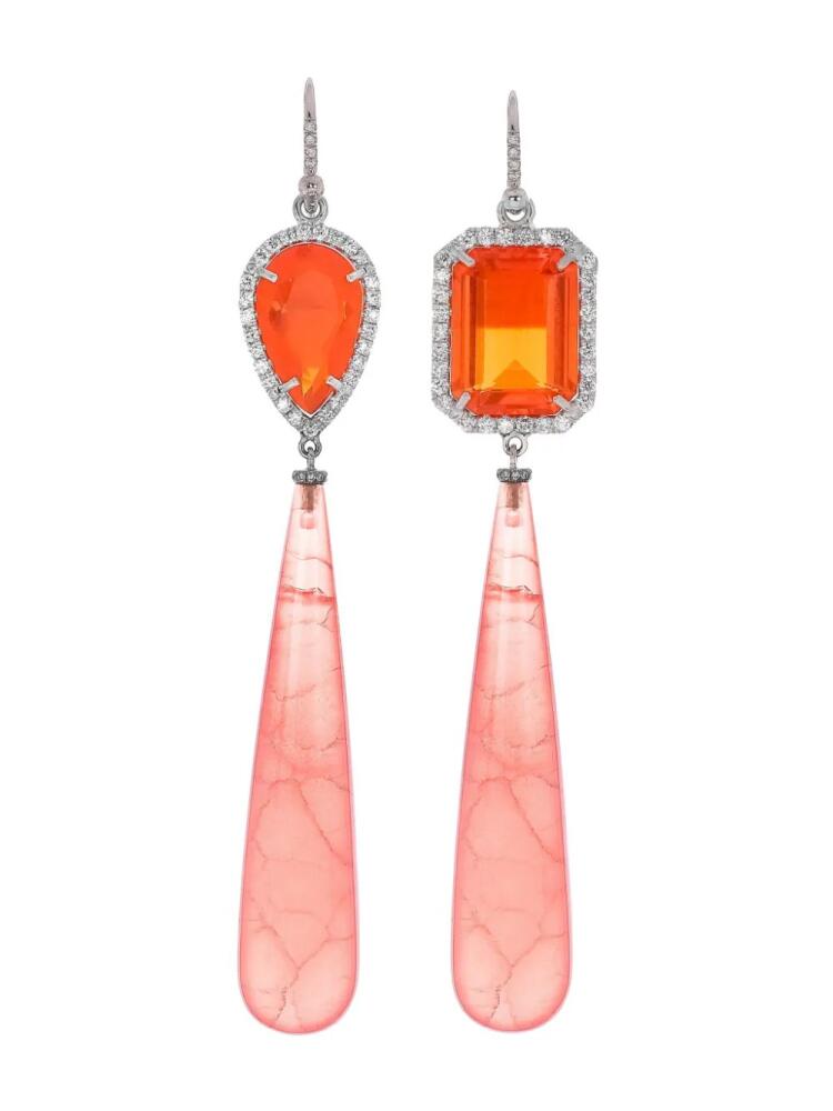 Irene Neuwirth 18kt white gold One Of A Kind opal, rhodochrosite and diamond earrings - Silver Cover