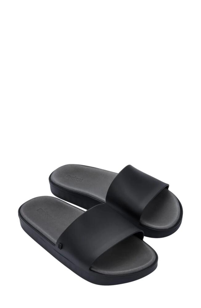 Melissa Beach Slide Sandal in Matte Black/Smoke Cover