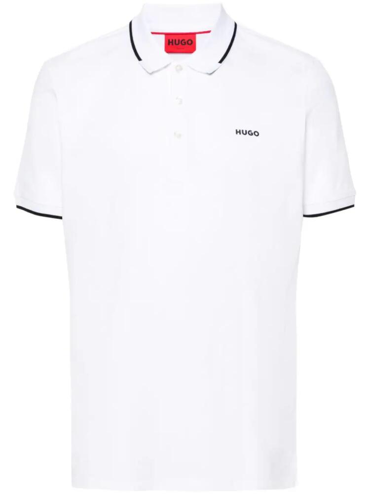 HUGO logo-appliqué polo shirt - White Cover