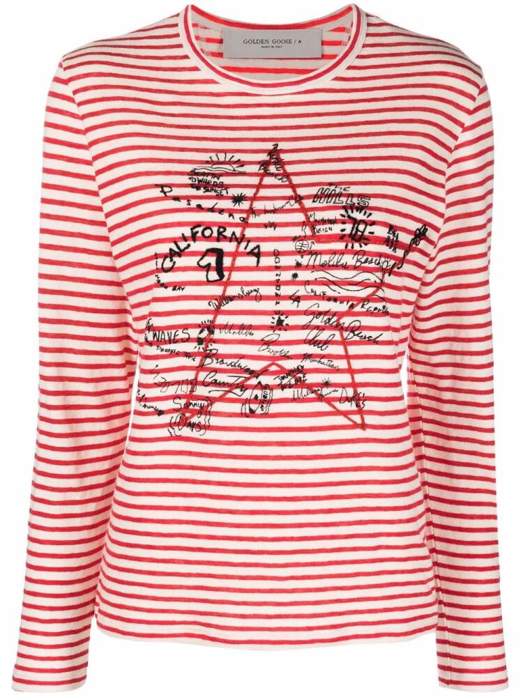 Golden Goose star-print striped long-sleeved T-shirt - Neutrals Cover