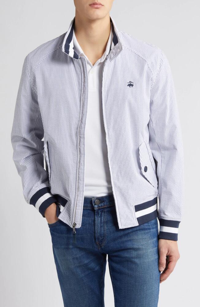 Brooks Brothers Out Harrington Seersucker Jacket in Blue/Ivory Stripe Cover