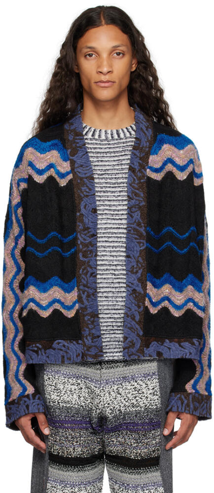 VITELLI Black & Blue Striped Cardigan Cover